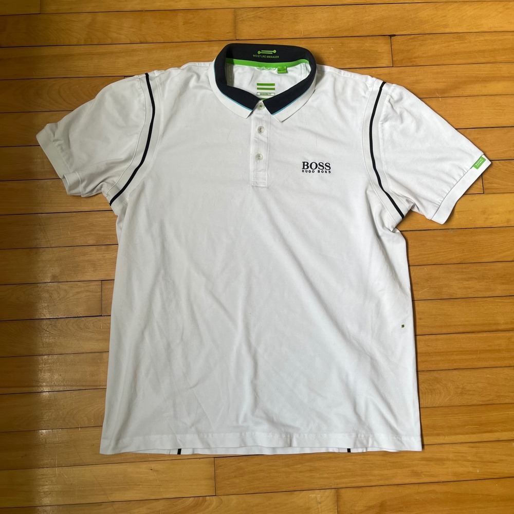 Hugo Boss Martin Kaymer White Polo Shirt Modern Fit Moisture Manager Mens XL
